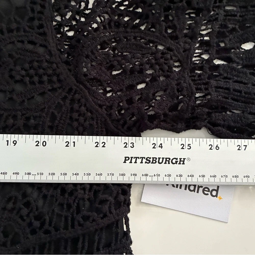 New Kindred Anthropologie Crochet Blouse 1X Lined Bell Sleeve Polyester